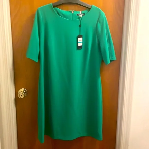 green emerald velvet dress TOMMY HILFIGER Preppy Green T Shirt Dress Short Sleeve Stripe Accent main image 1